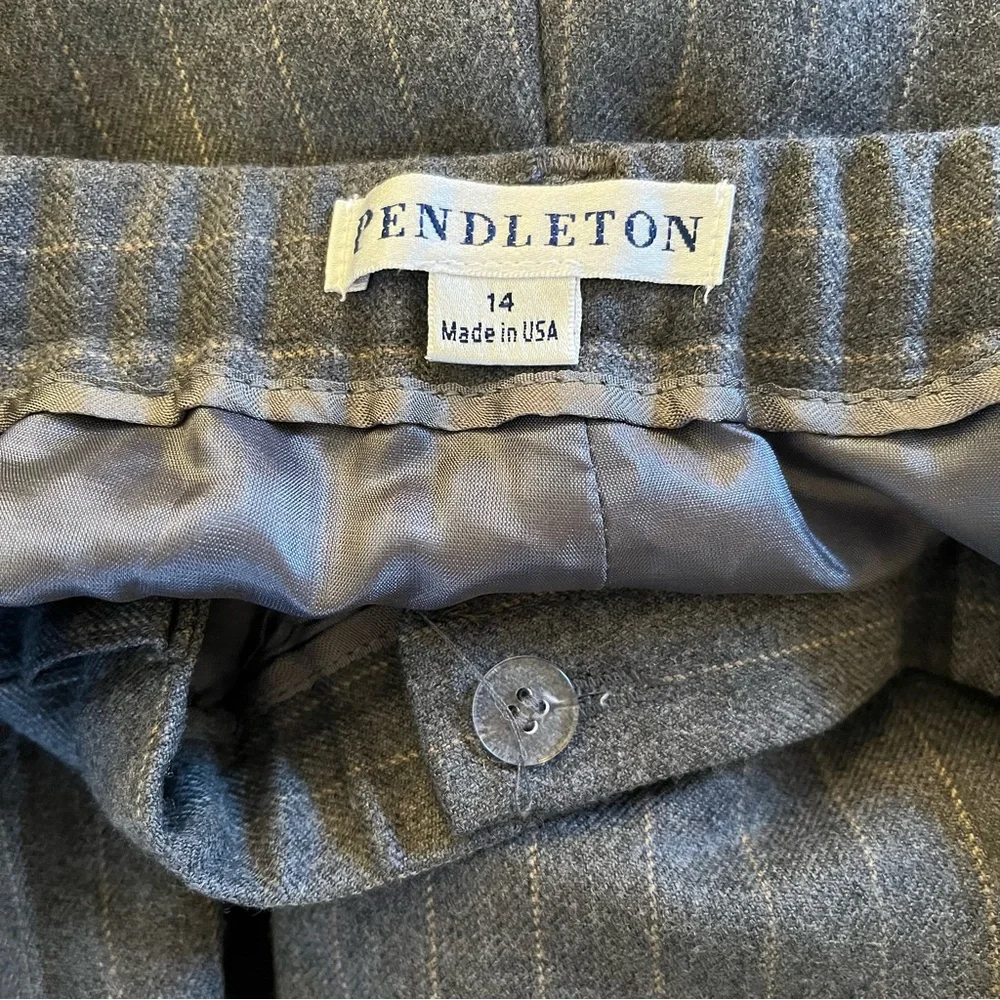 Pendleton Vintage Grey with Tan Pinstripe Virgin Wool Trouser 14